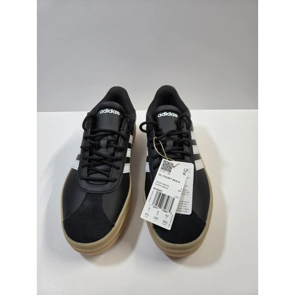 Adidas VL Court W Size Women's 9.5 Athletic Shoes Black White Casual Sneakers